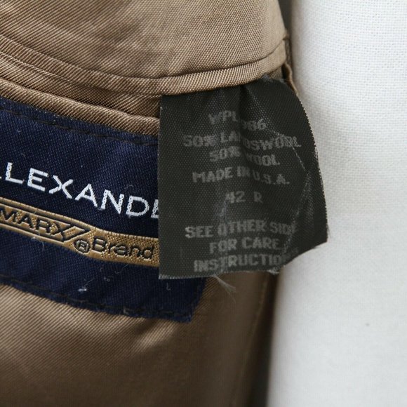 Vintage John Alexander Brown Lambs Wool Houndstooth 2 Button Sport Coat Mens 42R - Picture 5 of 11